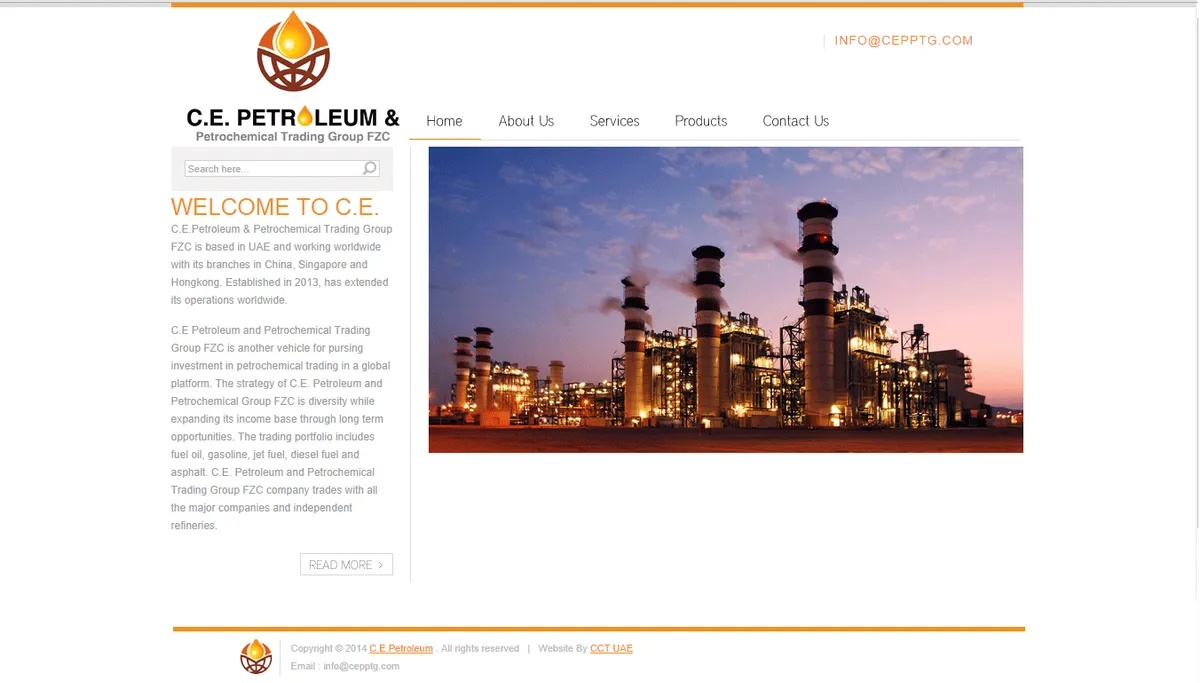 C.E. Petroleum & Petrochemical Trading Group FZC website designed and developed by AHL Technologies (Dubai, UAE)