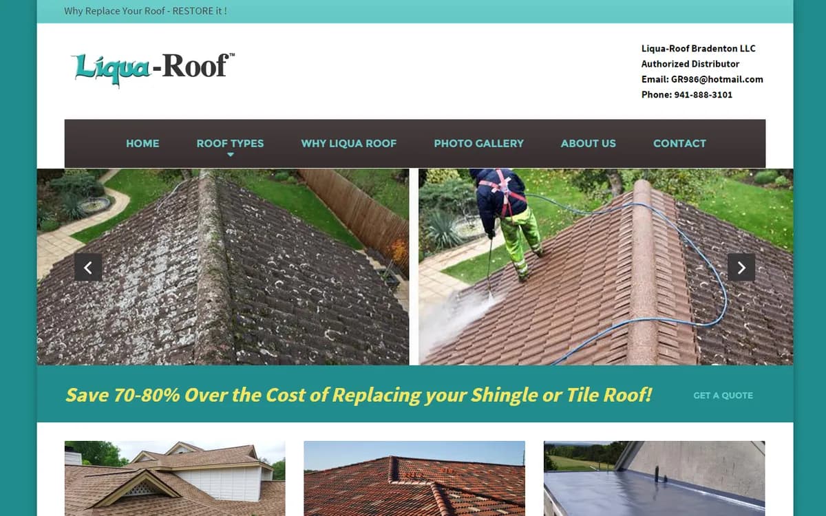 Liqua Roof website designed and developed by AHL Technologies (Florida, USA)